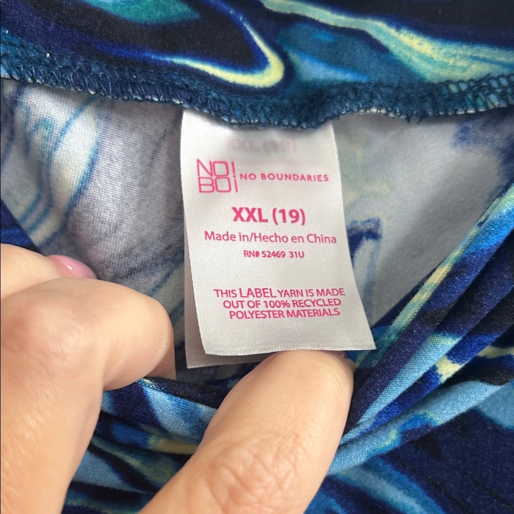 No Boundaries Blue and Black Swirl Leggings - Picture 2 of 6